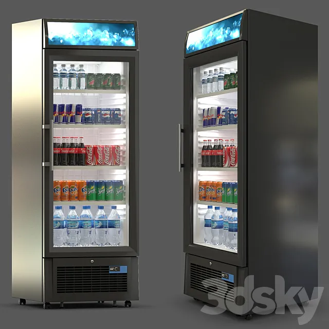 Fridge with Drinks 3D Model