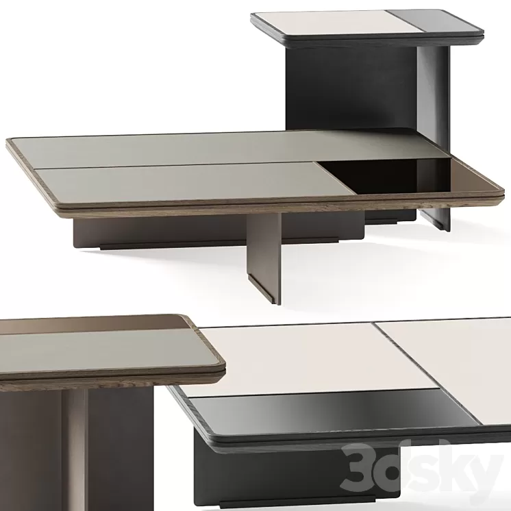 Frigerio Salotti Mies Coffee Tables 3D Model Frigerio Salotti Mies Coffee Tables 3D Model