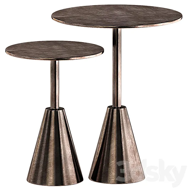 FRISCO END TABLES SET-ANTIQUE RUST FINISH 3D Model