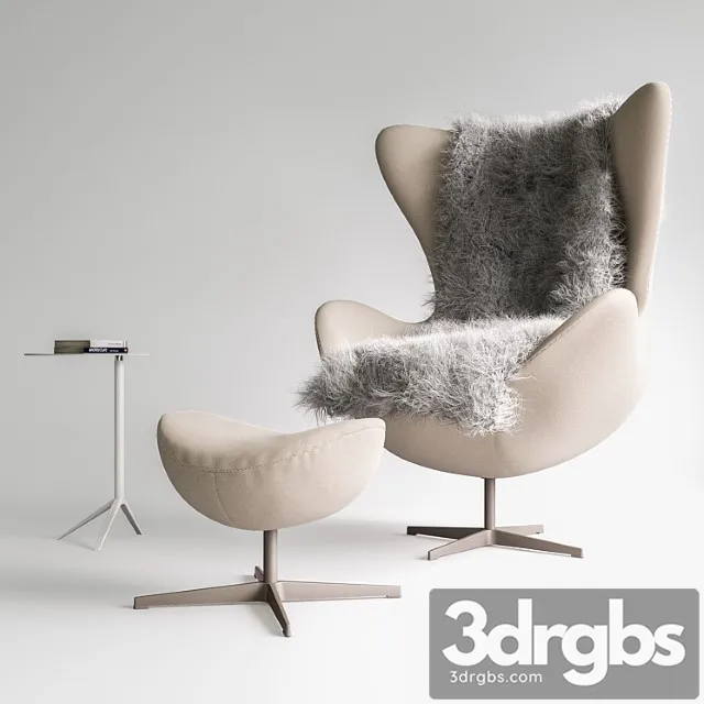 Fritz hansen- egg chair set 3D Model Download Fritz hansen- egg chair set 3D Model Download