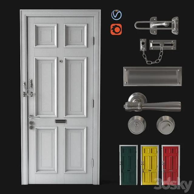 Front door door chain door lock 3D Model