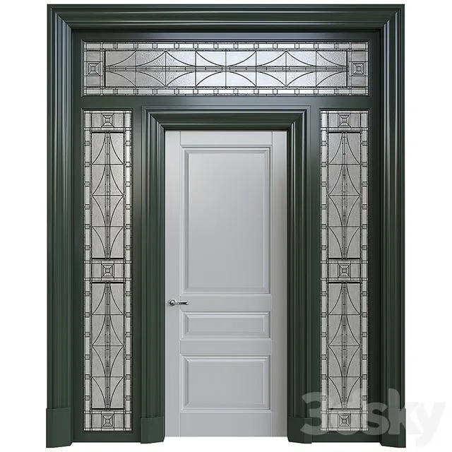 Front door with stained glass 3D Model