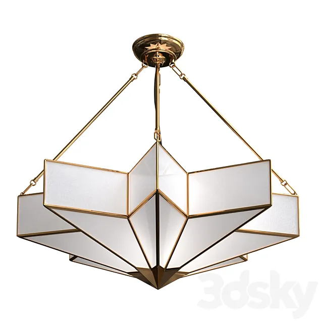 Frosted Glass Star Chandelier 3D Model