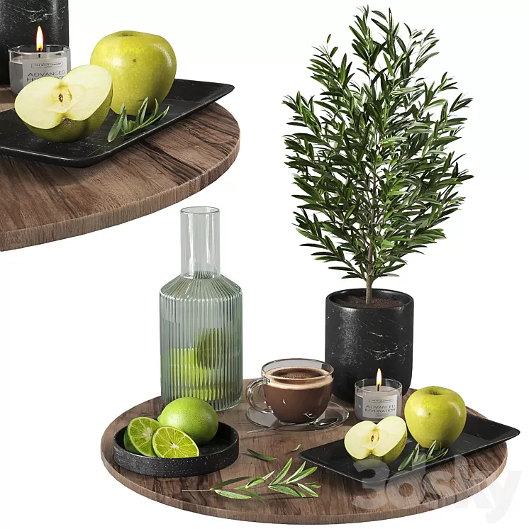 Fruit and drink decor set 01 3D Model