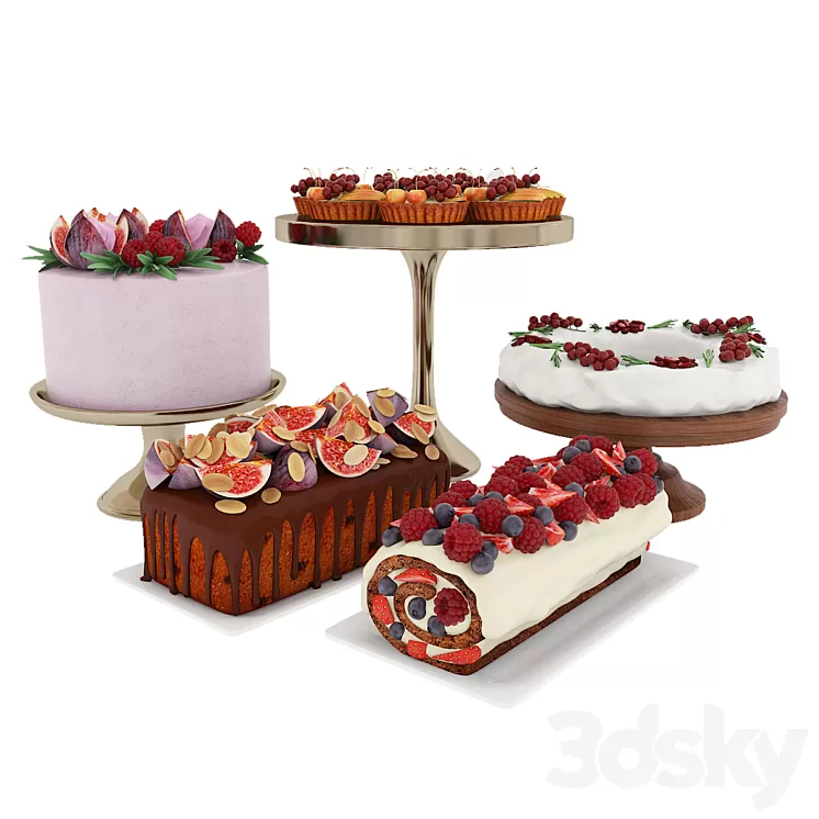 Fruit berry cake collection 3 3D Model