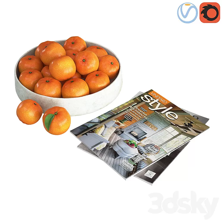 Fruit bowl mandarins 3D Model