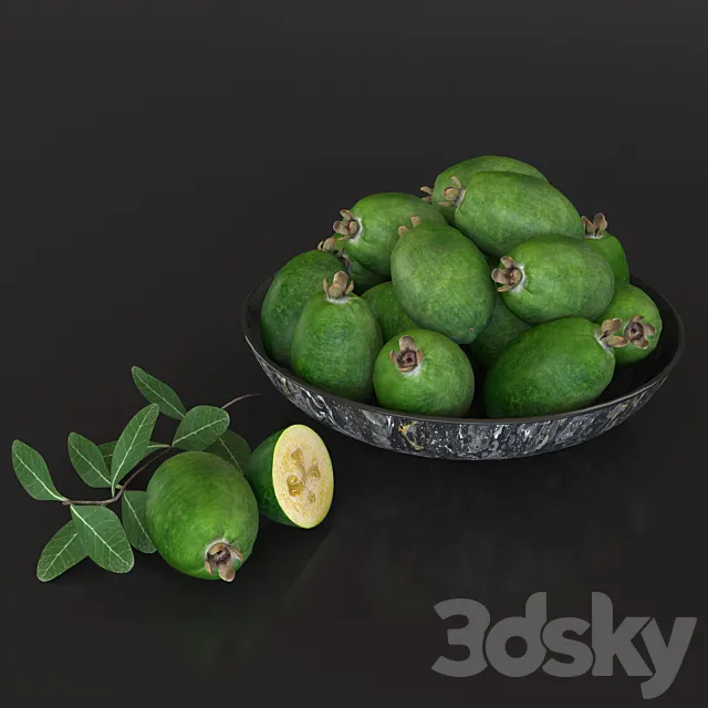 Fruit plate feijoa 3D Model