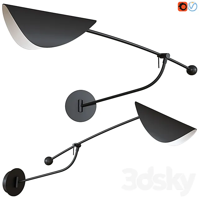 Funambule Adjustable Contemporary Metal Wall Light 3D Model Funambule Adjustable Contemporary Metal Wall Light 3D Model