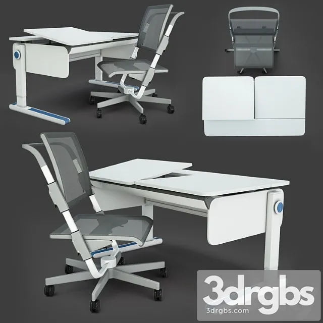 Function ergonomic desks and chairs 2 3D Model Download