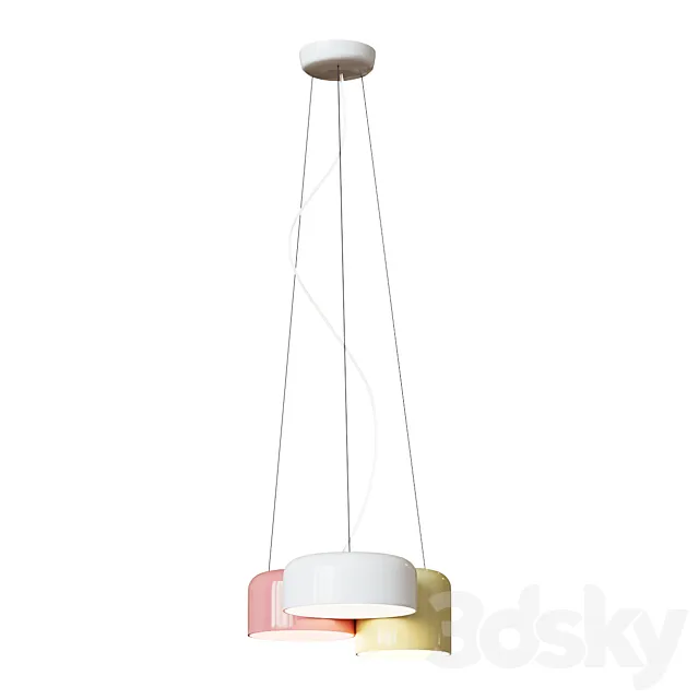 Funky pendant 40 cm White _ Beige _ Marsala 3D Model