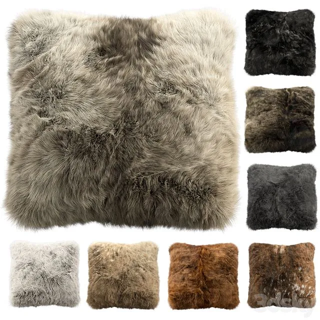 Fur pillow set 2 3D Model Fur pillow set 2 3D Model