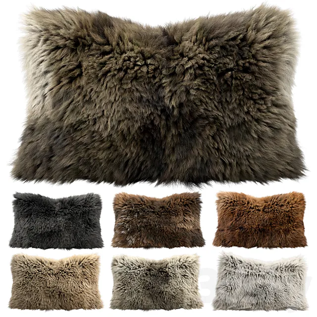 Fur pillow set 3 3D Model Fur pillow set 3 3D Model