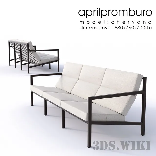 furniture – 3-seater sofa Aprilpromburo Chervona 3D Model