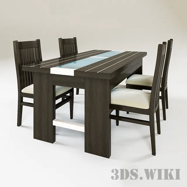 furniture – Agave dining table and chairs 3D Model