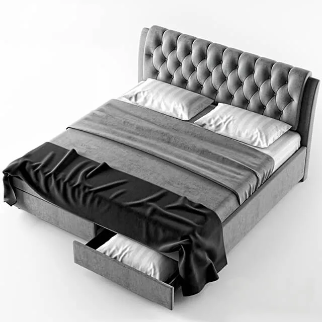furniture – Ainge button-tufted fabric upholstered storage bed 3D Model