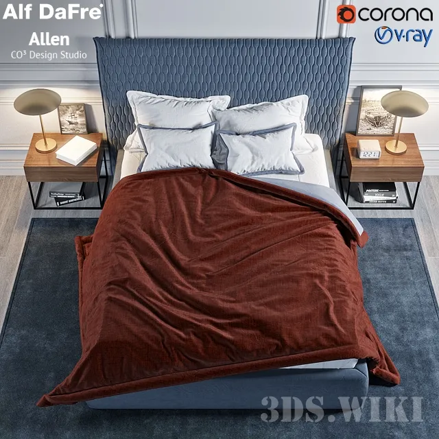 furniture – Allen bed by Alf Dafre from Italy 3D Model