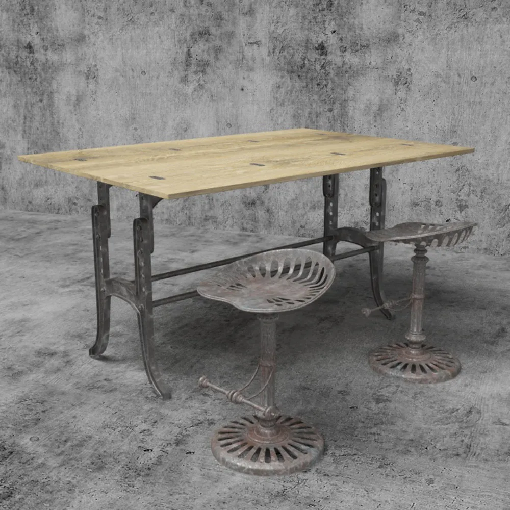 furniture – Ancient table with metal chairs 3D Model