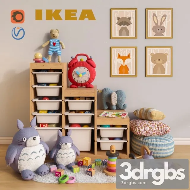 Furniture and Toys IKEA Decor For a Children 3D Model Download