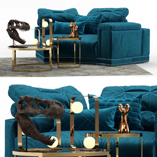 furniture – Andrew Sofa by Fendi (Section A) 3D Model