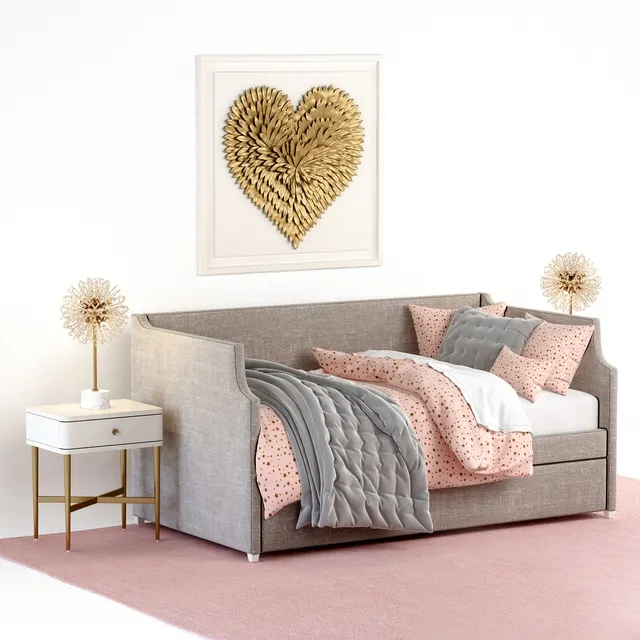 furniture – Annika upholstered daybed with Trundle Restoration Hardware 3D Model