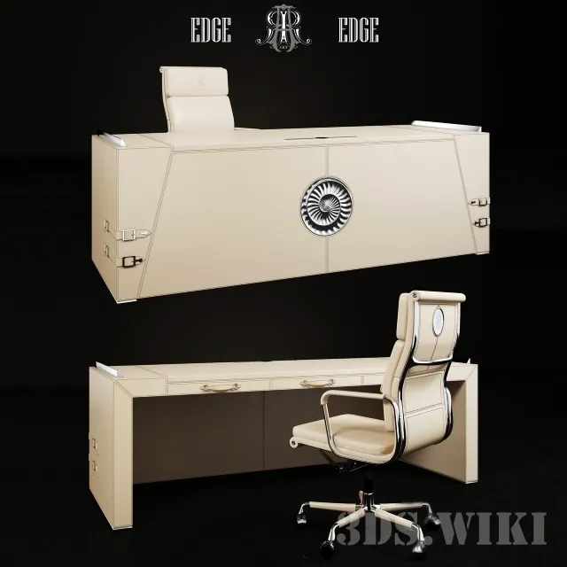 furniture – Antique Desk and Chair Desk ART Edge 3D Model