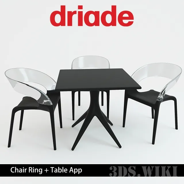 furniture – App Table and Ring Chairs – Driade 3D Model
