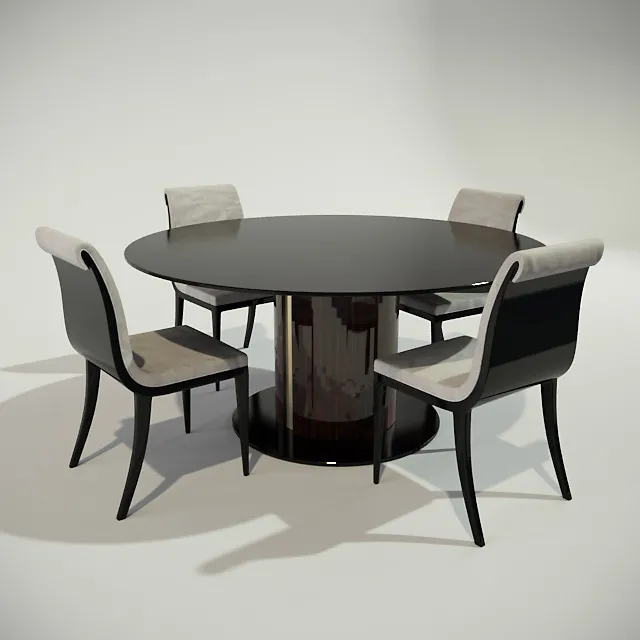 furniture – Ar- Deco table with chair 002 3D Model
