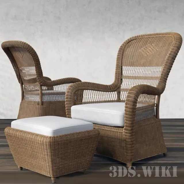 furniture – Armchair and footrest 3D Model