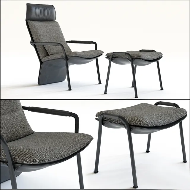 furniture – Armchair and Pouf Poltrona Frau Arabesque 3D Model