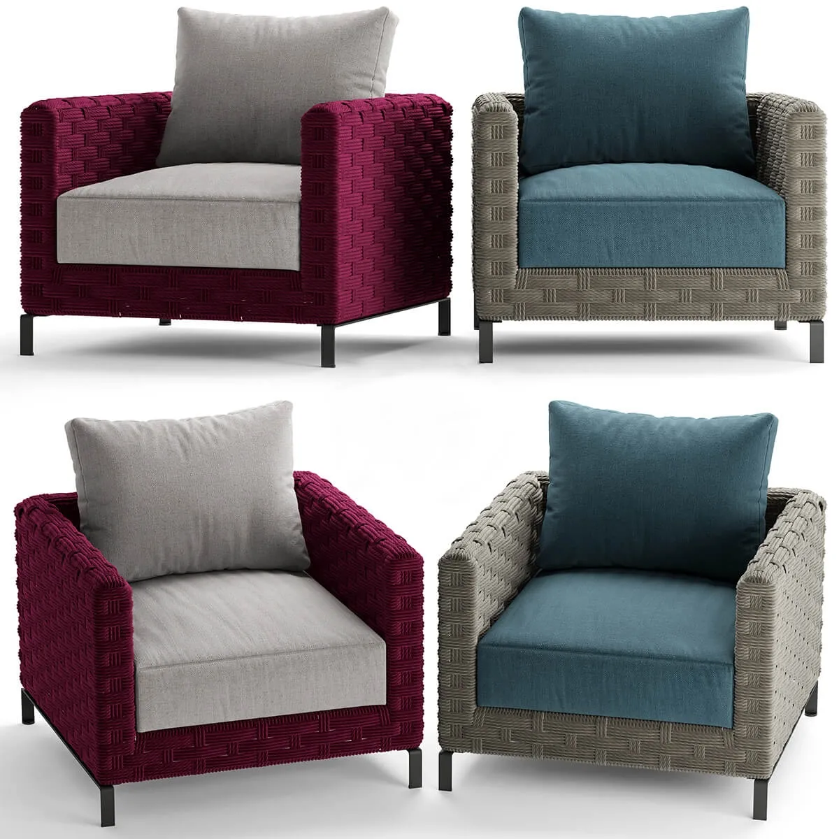 furniture – Armchair b and b italia Ray Outdoor Natural 2 3D Model