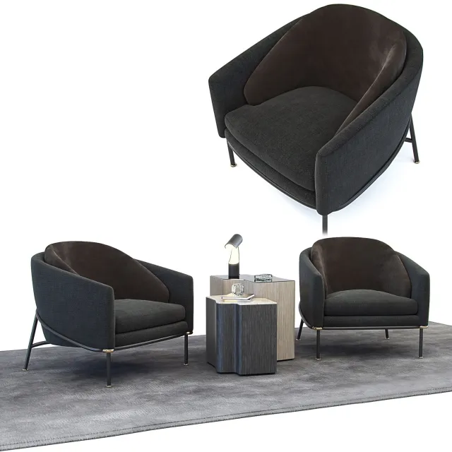 furniture – Armchair Phil Noir Minotti  5 3D Model