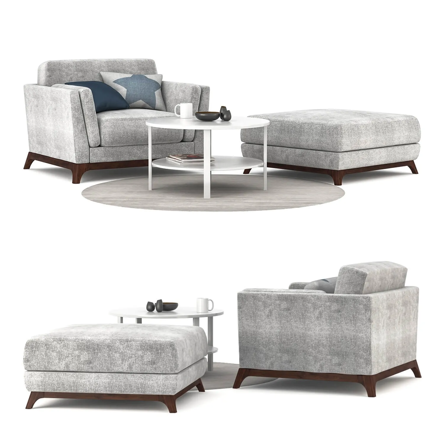 furniture – Armchair & Pouf Lexiconton GRAY 3D Model