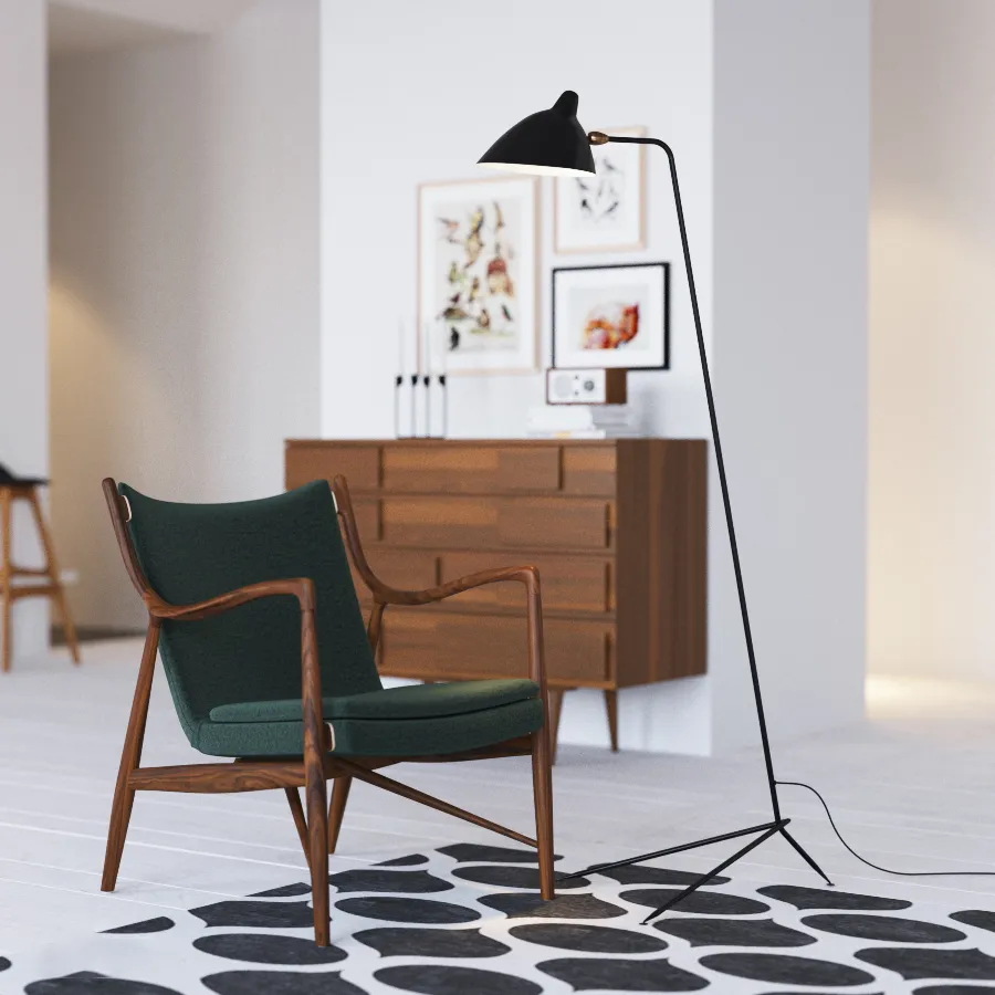 furniture – Armchair with floor lamp 003 3D Model