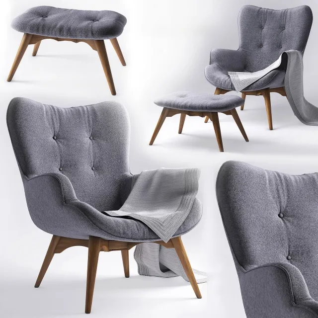 furniture – Armchair with Pouf Ejerslev 3D Model