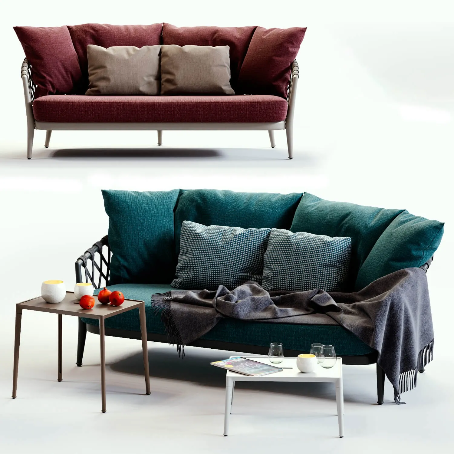 furniture – B and  B Italia Erica blue and red sofa 3D Model