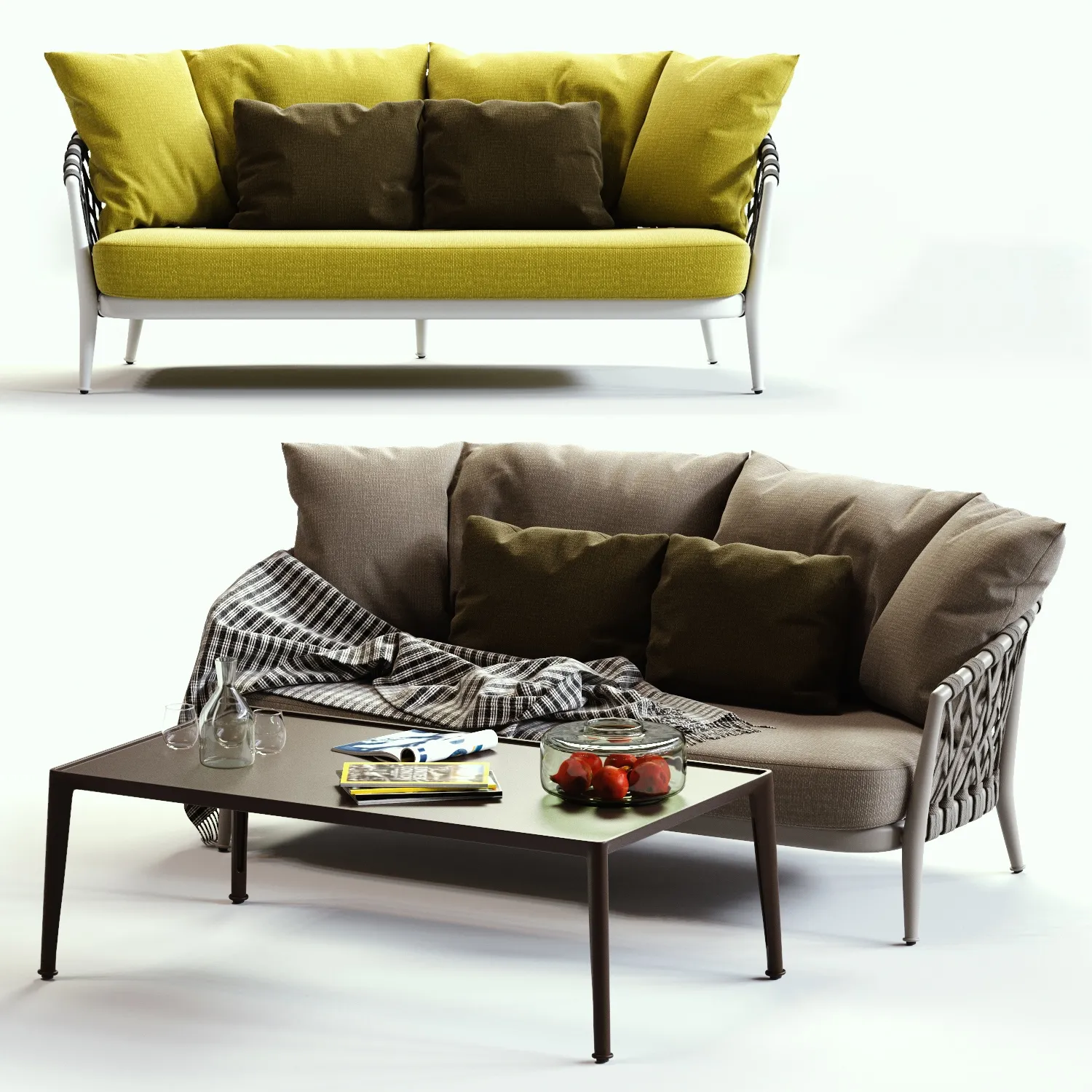 furniture – B and B Italia Erica grey and yellow sofa 3D Model