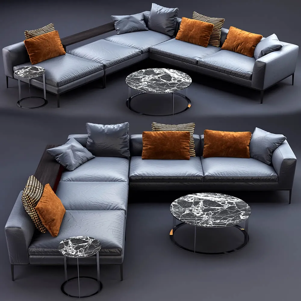 furniture – B and B Italia Michel leather sofa 3D Model