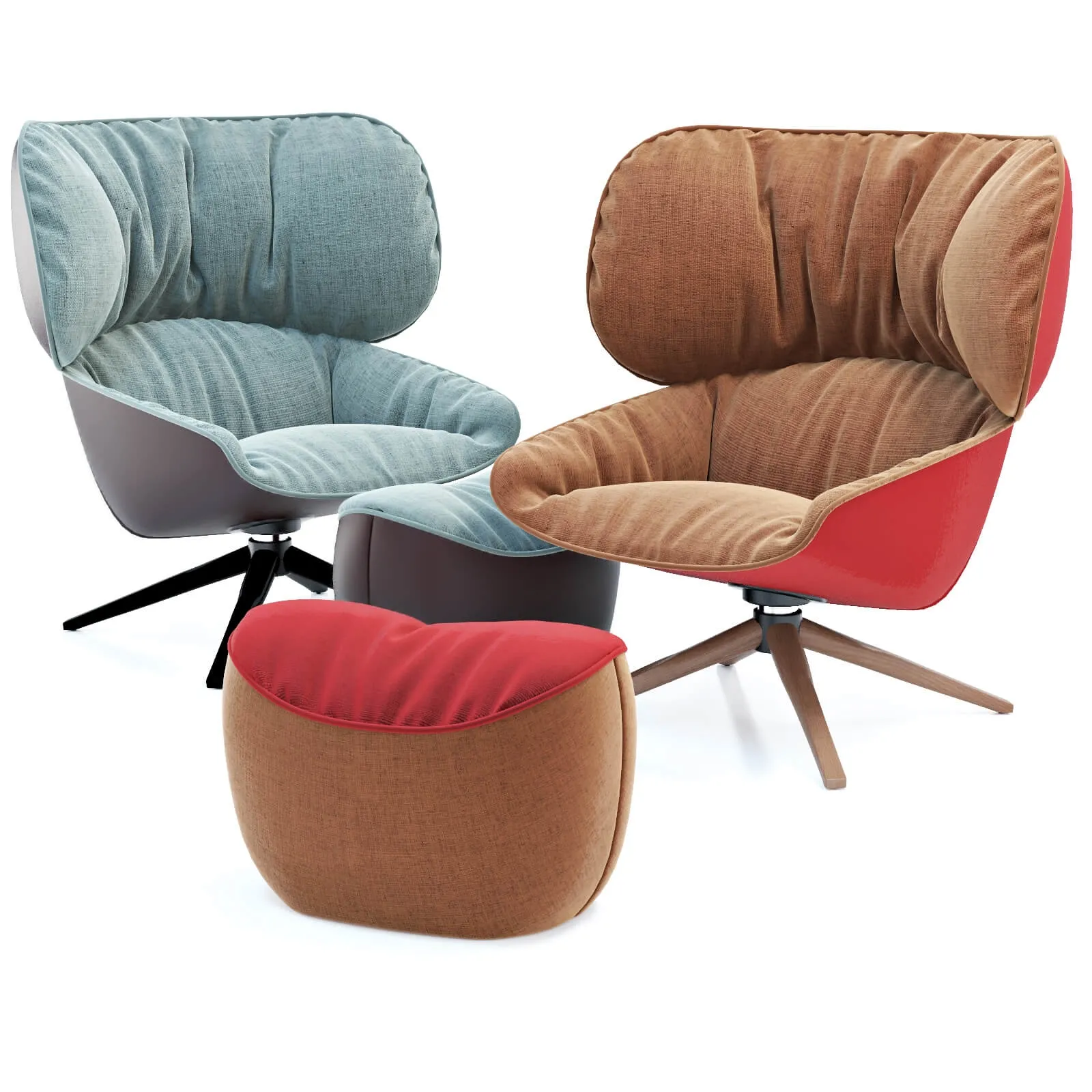 furniture – B and B Italia Tabano armchair and pouf 3D Model
