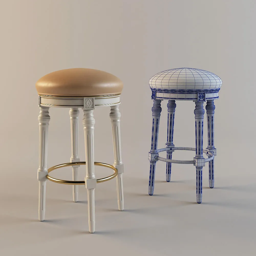 furniture – Backless classic bar stool 3D Model