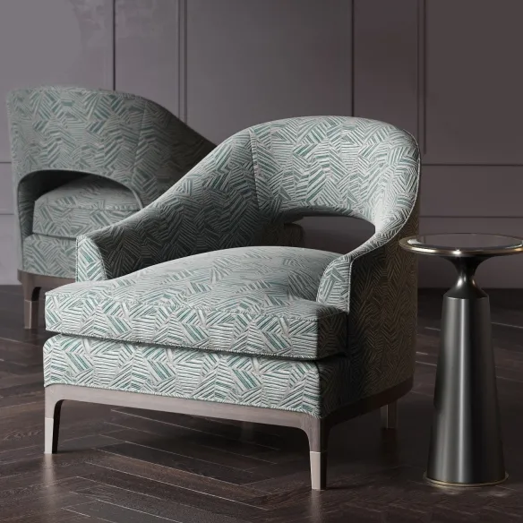 furniture – Baker Carnelian lounge chair №6180С and  Baker Viridine round accent table  № 3183 3D Model