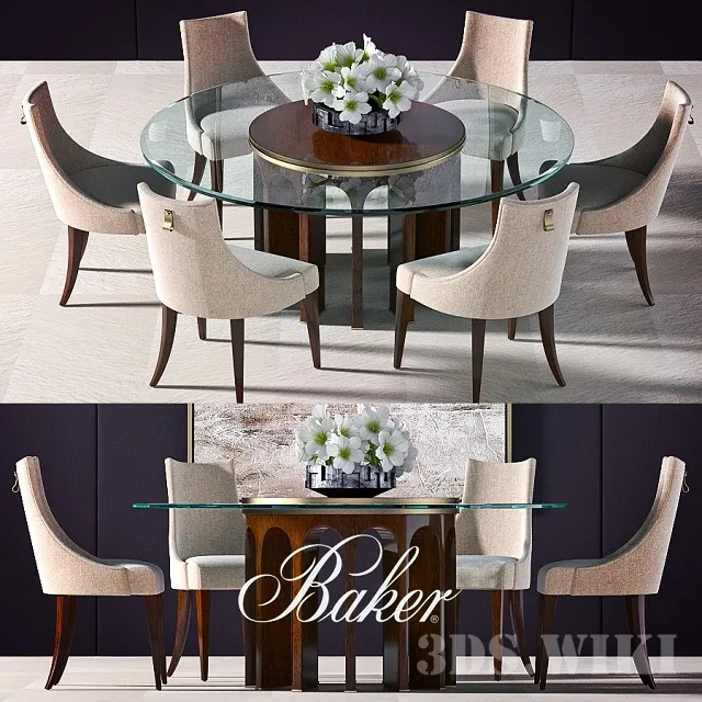 furniture – BAKER DINING TABLE WITH CHAIRS 3D Model