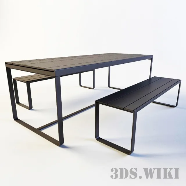furniture – Banco flat table and bench 3D Model