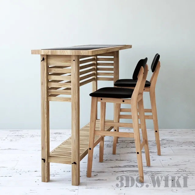 furniture – Bar table and chairs 3D Model