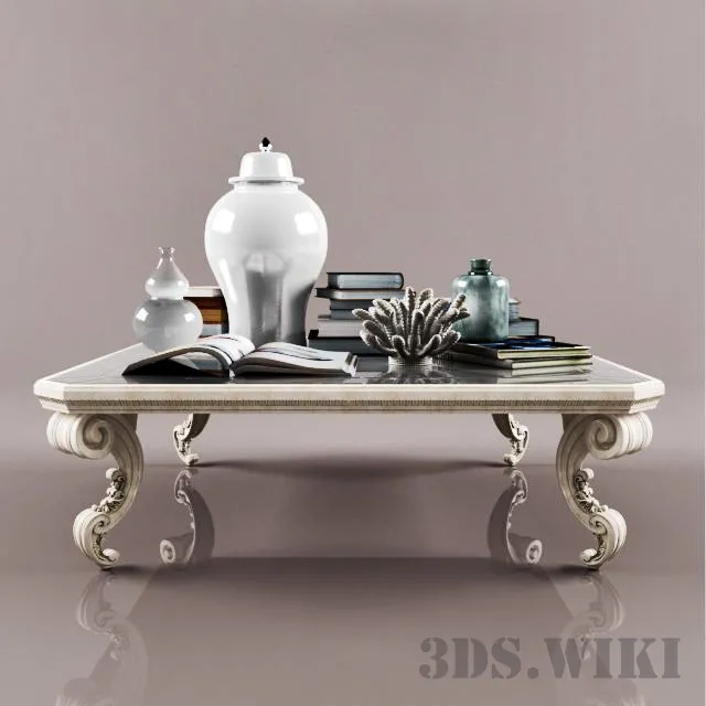 furniture – Bastex Tiffany Table with Decorative Set 3D Model