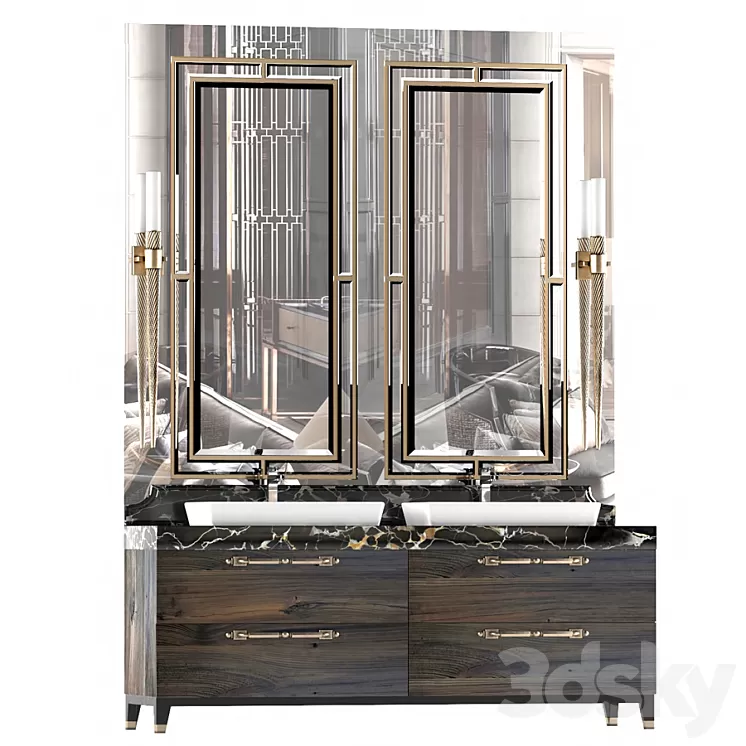 Furniture bathroom. Cabinet with two sinks. 3D Model Furniture bathroom. Cabinet with two sinks. 3D Model