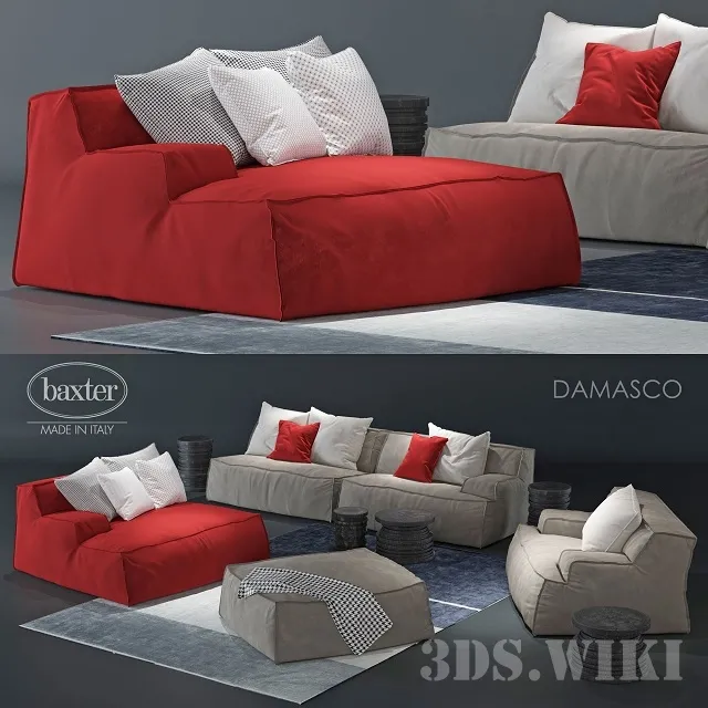 furniture – Baxter Damasco sofa and armchair 3D Model furniture – Baxter Damasco sofa and armchair 3D Model