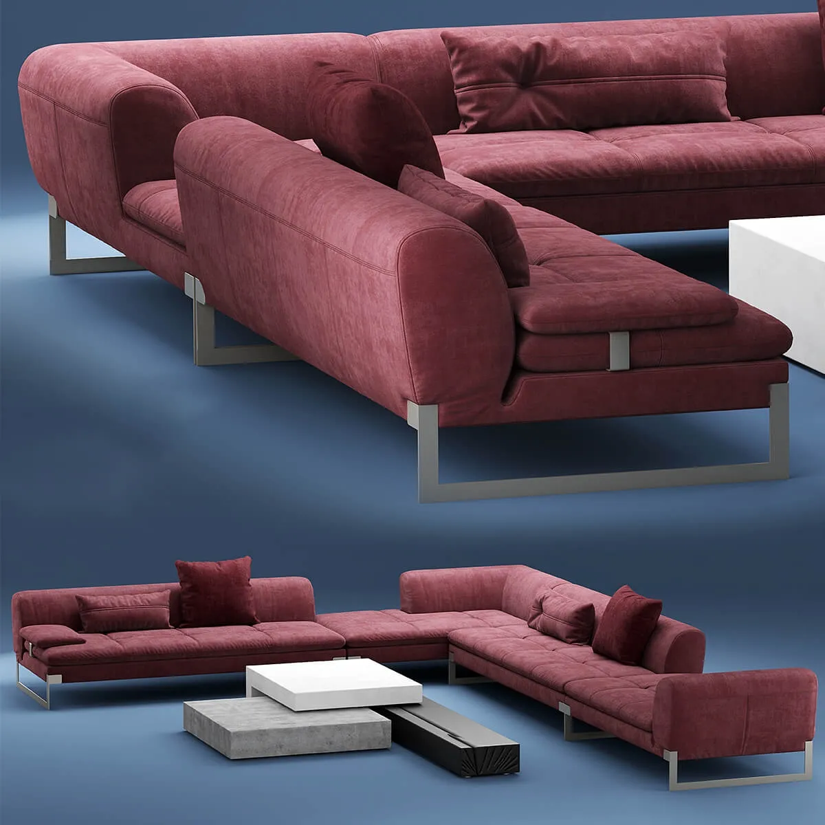 furniture – Baxter Viktor corner sectional leather sofa 3D Model