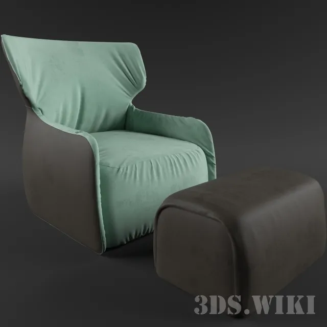 furniture – Beautiful designer armchair with footrest 3D Model