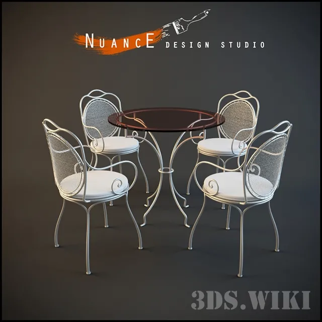 furniture – Beautiful light table with chairs 3D Model