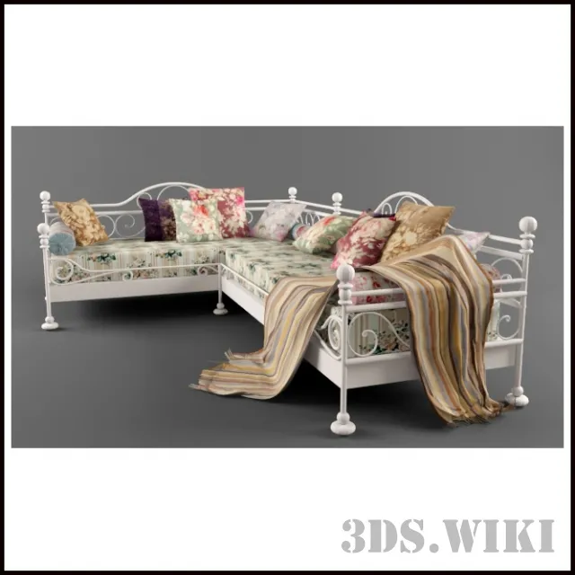 furniture – Beautiful sofa with a metal frame 3D Model